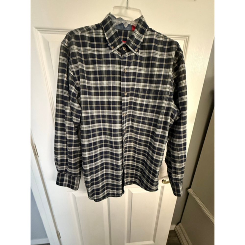 IZOD Blue/Yellow/Green Plaid Button Up Shirt Size M